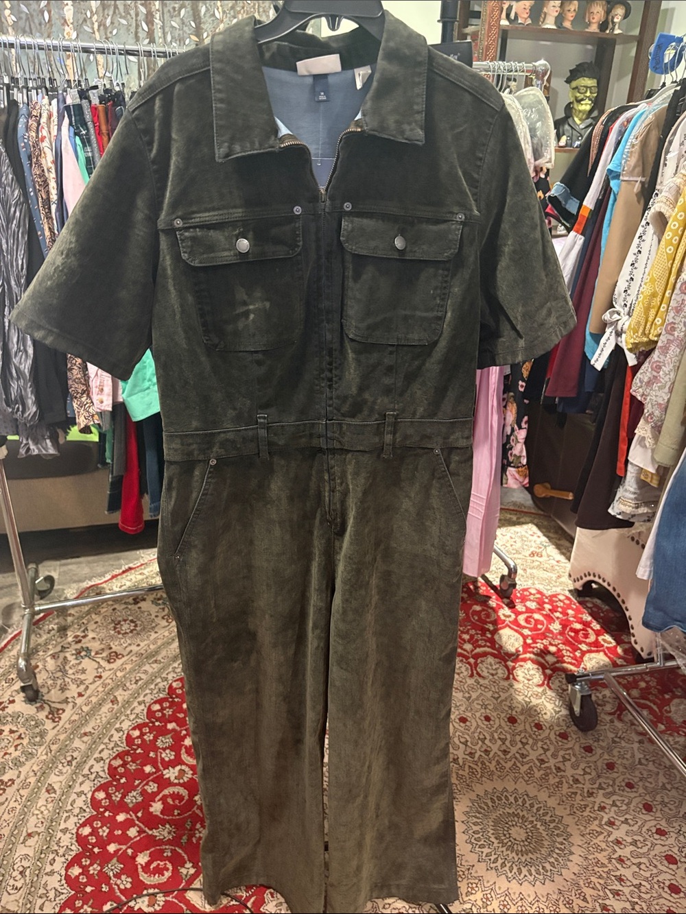 Universal Thread Olive Green Short Sleeve Utility Jumpsuit
